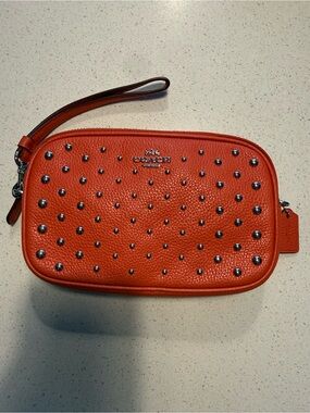 Coach Rivets Leather Wristlet Pouch